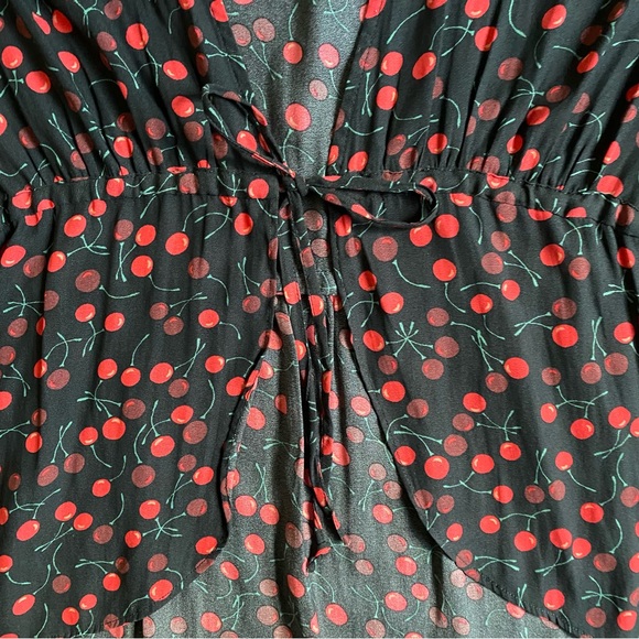 EUC Free People cherry print tie front blouse - Picture 5 of 7